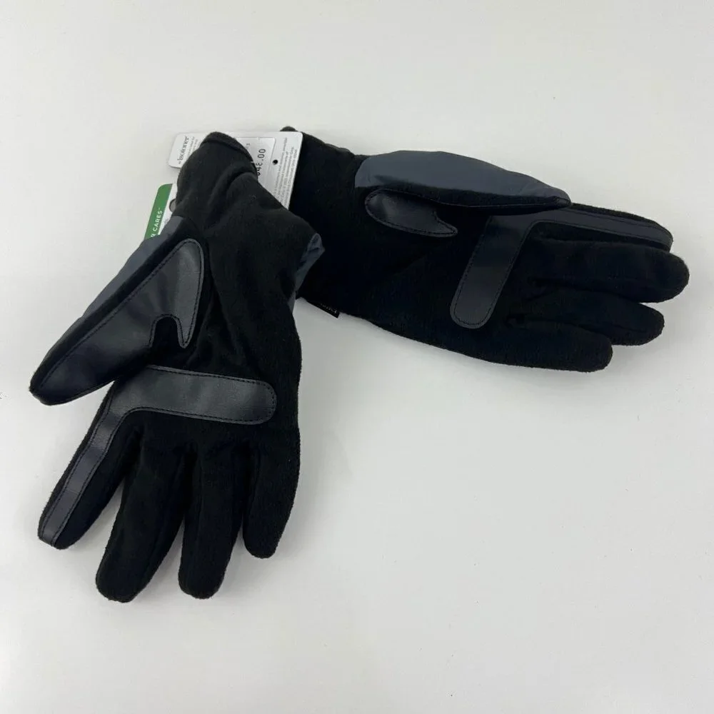 Isotoner Eco Comfort Womens Cold Weather Gloves Gray/Black OS Fleece Lined Smart